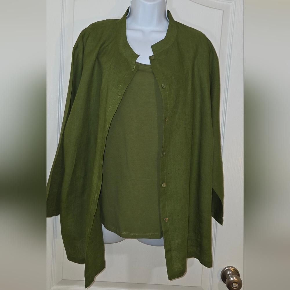 Eileen Fisher Olive Green Top Set